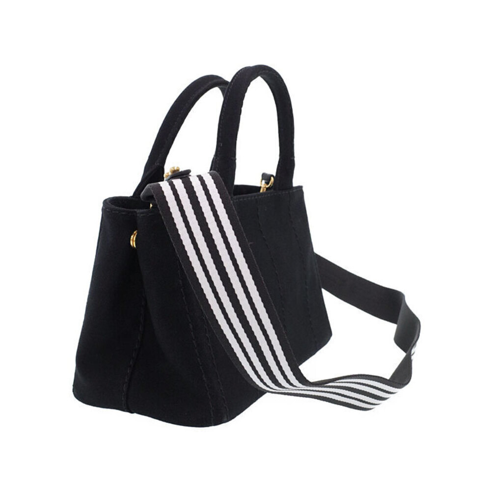 Prada canvas Black Canapa handles Tote top 2way handbag